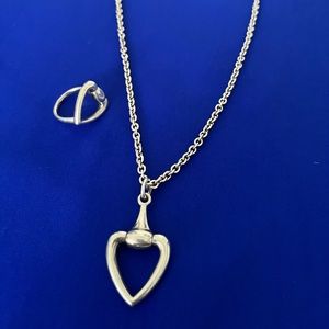 Gucci sterling silver heart pendant and ring